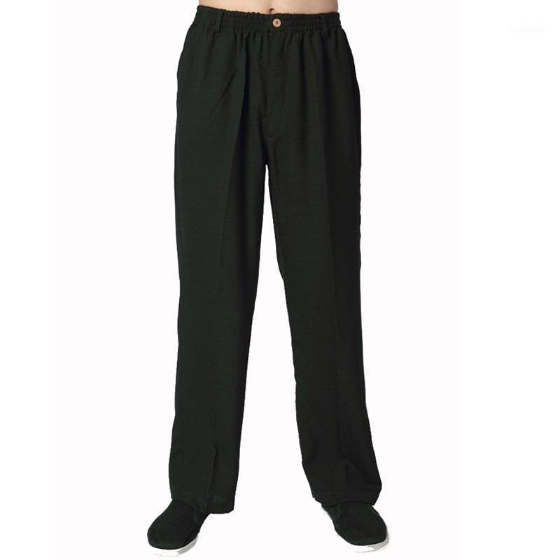 

Black Chinese Men Cotton Linen Pant Traditional Martial Arts Tai Chi Trousers Pants Size S M L XL  XXXL X2561