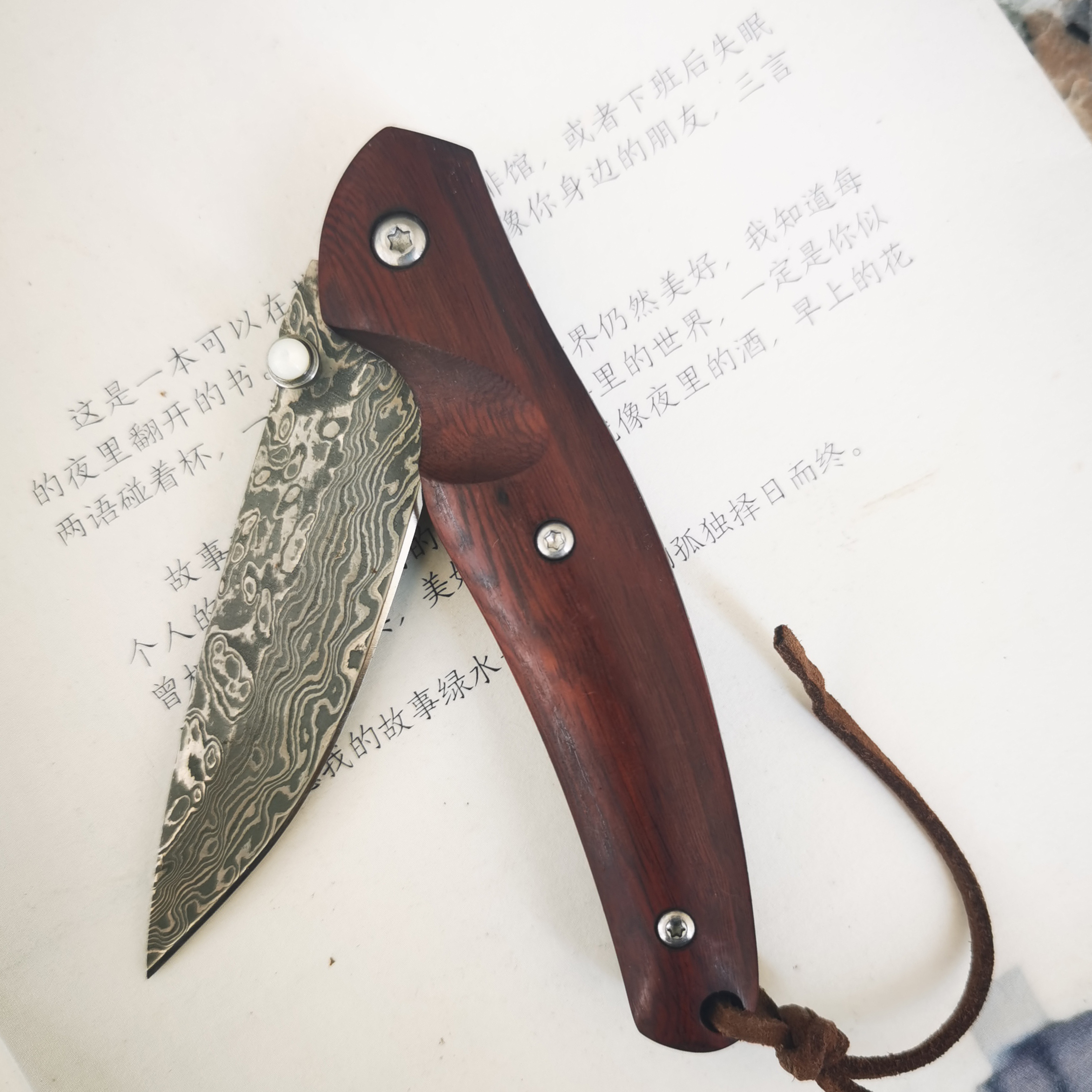 

great quality rosewood handle damascus sharp blade linerlock hunting camping knife foldiing tactical knives men gift outdoor hiking tool edc