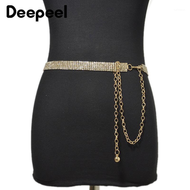 

Deepeel 1pc 1.5X120cm Female Metal Waist Chain Fashion Luxury Rhinestone Belt Gold Silver Alloy Chains Crystal Decor Cummerbunds1