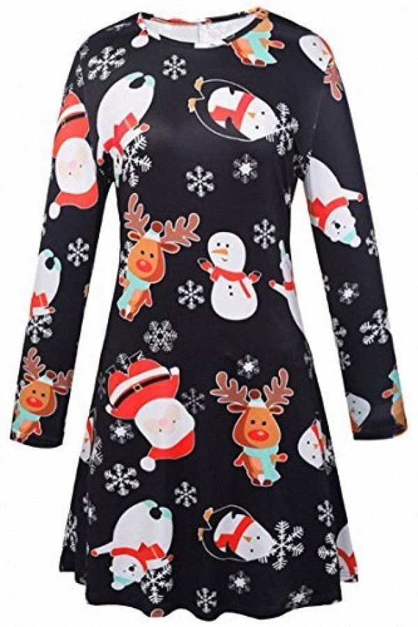 christmas print skater dress