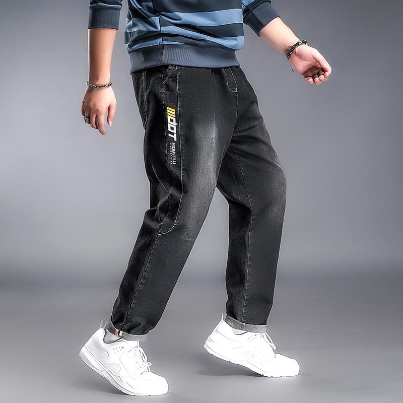 

Plus Size 7XL 6XL 5XL 4XL 3XL New Style 2020 Men Unisex Straight Loose Jeans College Style Youth Fashion Casual Trousers, Black
