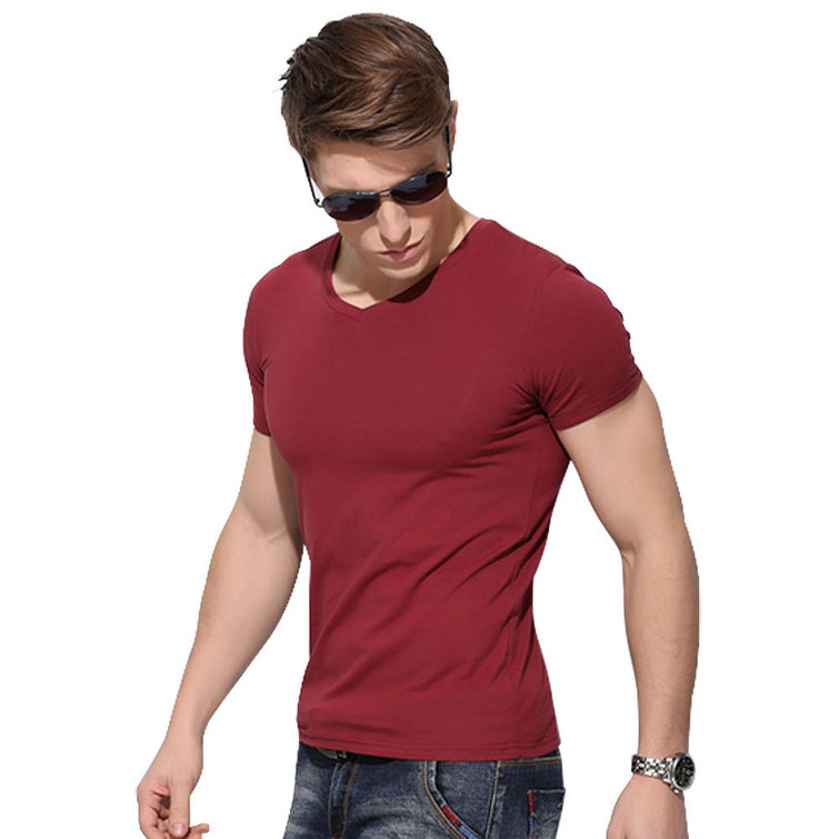 

2018 Summer Short Sleeved men's T-shirt, short sleeved Korean Style Men's T-shirt kg-321, O white