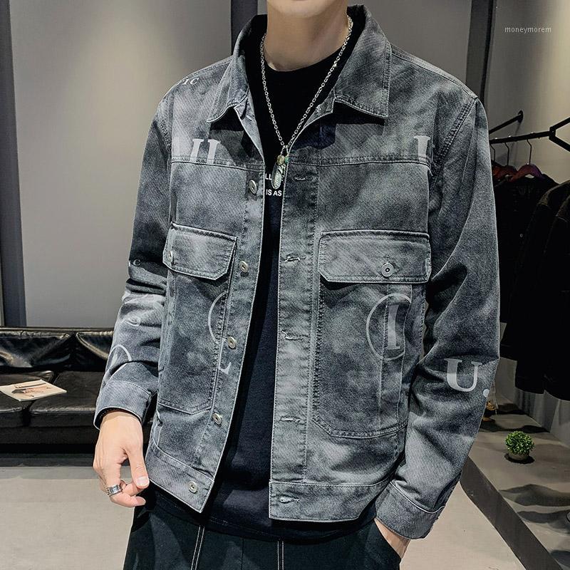 

Denim jacket men 2019 new spring and autumn casual Korean version of the trend of tooling jacket Slim handsome clothes1, Blue