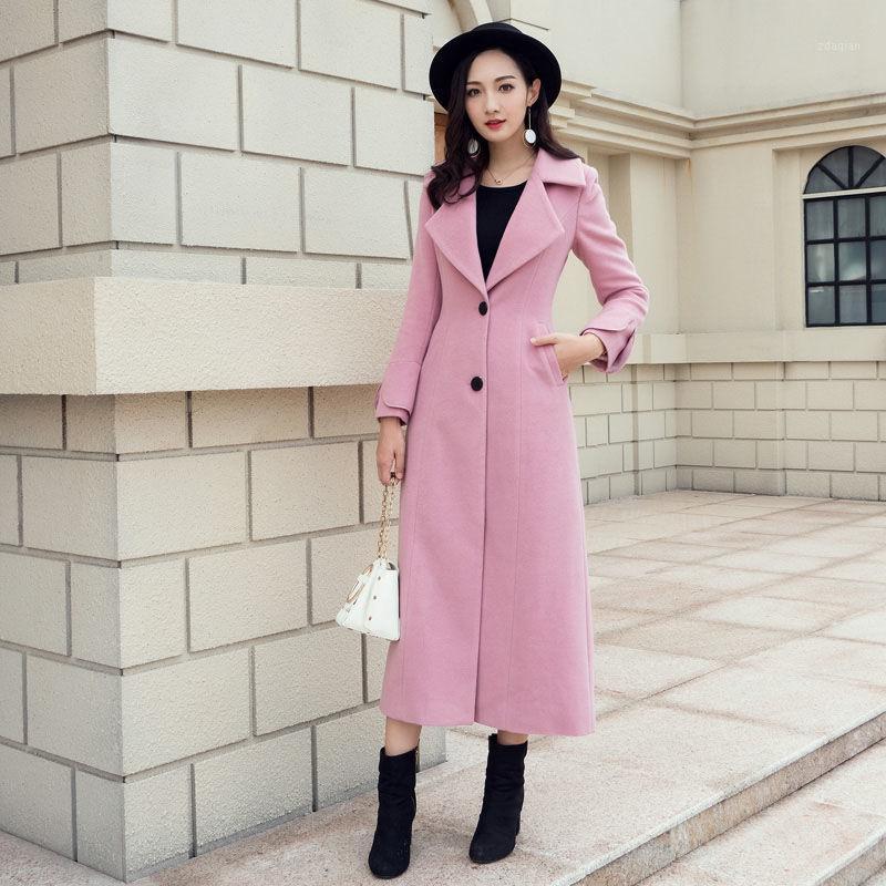 

Casual women long woolen coat autumn winter 2020 new thickening loose outwear female Korean woolen coat1, Pink