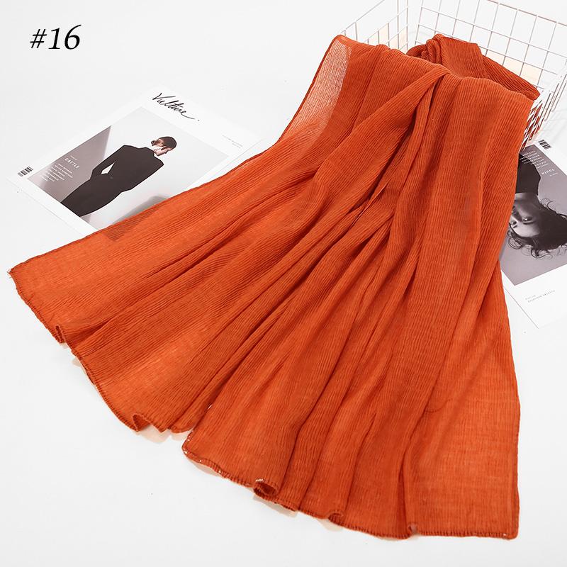 

New Design Luxury Women Scarf Plain Pleated Shawls Scarf TR Cotton Wrinkle Hijab scarves Wrap Muslim 20 color