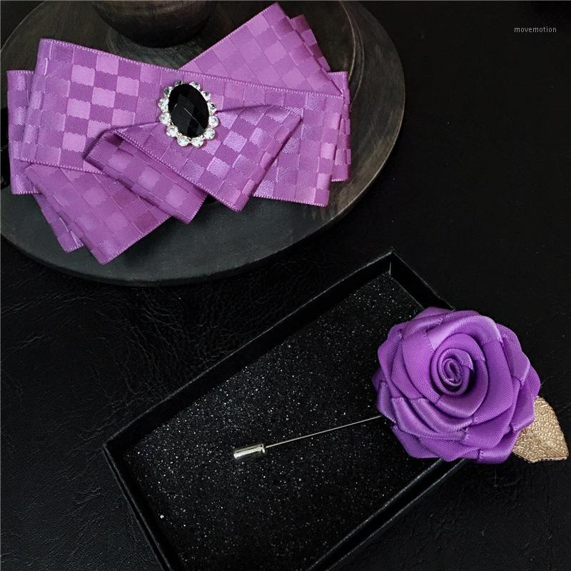 

Male Bow Tie Brooch Retro Collar Flower British Multi-layer Host Collar Wedding Suit Shirt Show Accessories Gifts Velvet Bowtie1