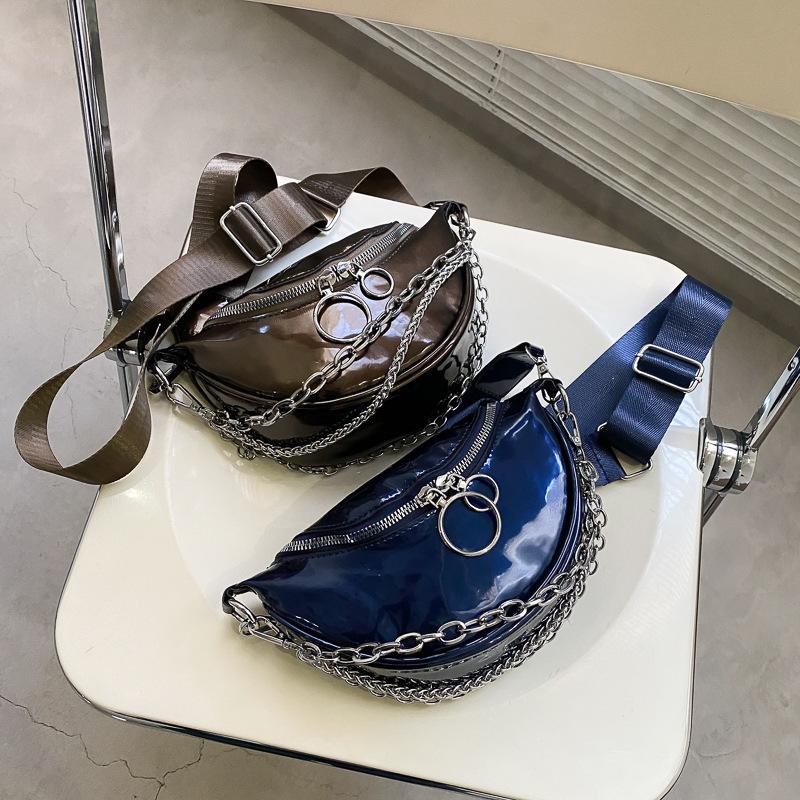 

Luxury Glossy Patent Leather Women's Chest Bag High Quality Crossbody Bags Female Fashion Hobos Handbag Messenger Bag Purse 2021