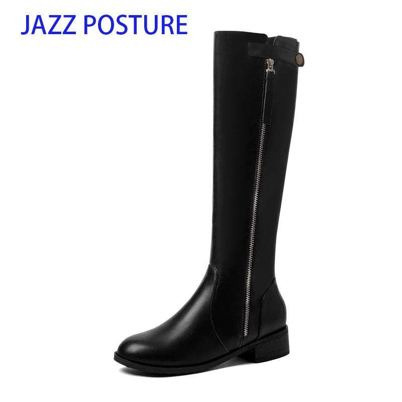 

2020 New Sexy Party Shoes Woman Knee-High Boots Girls Dress Low-heeled Women Boots Bright Leather Long size 43 z706, Black