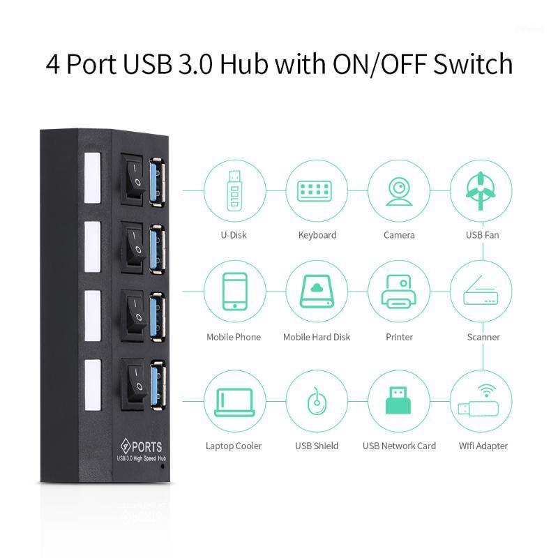 

4-Port USB 3.0 HUB USB Splitter 4 Ports Expander with Switch For PC1