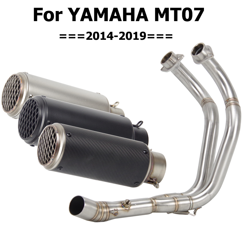 

51mm For YZF MT07 Motorcycle Exhaust Full Systems Muffler Pitbike Modified Front Pipe Escape Moto MT-07 Slip on Stainless Steel