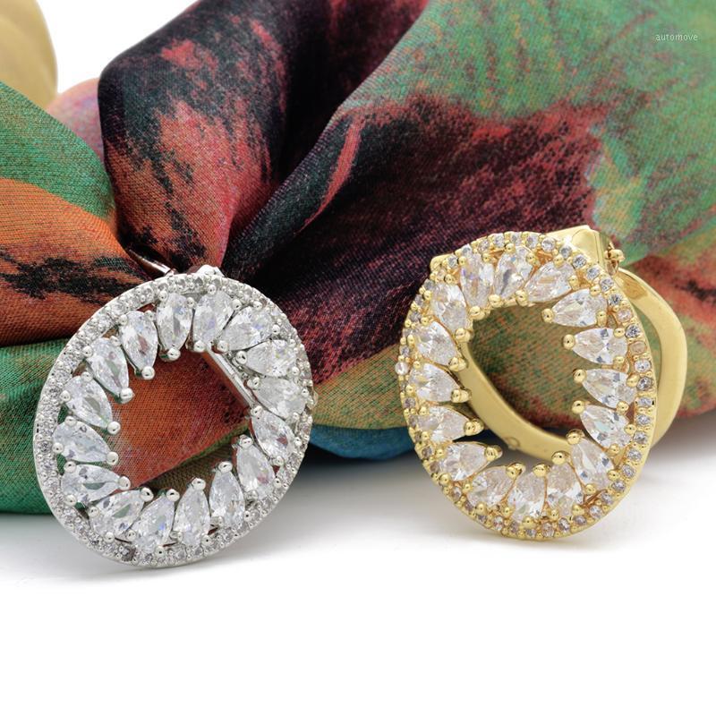 

Oval Buckle Circle Flower Zircon Crystal Ring Silk Chiffon Scarf Clip Buckle1