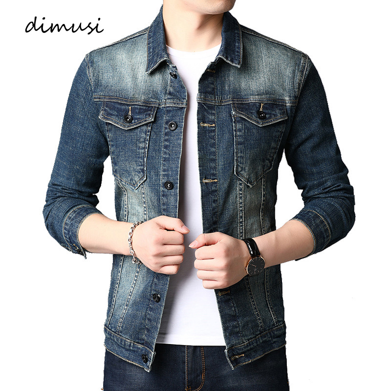 

Autumn Winter Mens Denim Jacket Trendy Fashion Ripped Denim Jacket Mens Jeans Jacket Outwear Male Cowboy Coats Clothing, Denim blue
