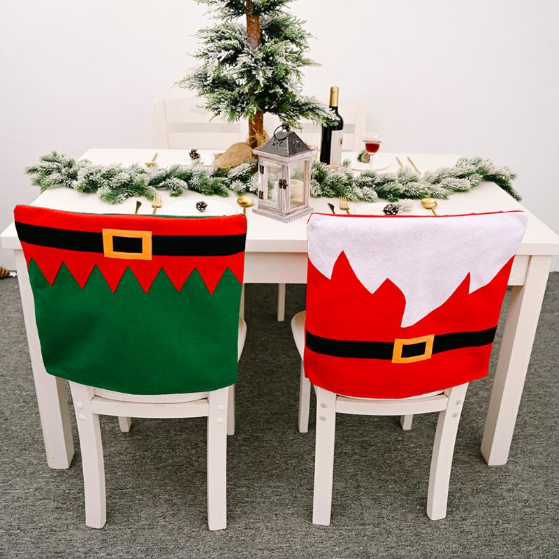 

Christmas Chair Seat Cover Old Man Snowman Print Spaure Chair Covers Hat Christmas Decorations for Home Restaurant