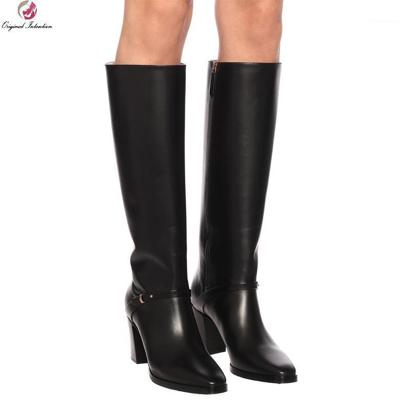 

Size 3-13 Women's Knee High Boots Fashion Chunky Heels Square Toe Side Zip Short Plush Long Boots Woman Shoes Botas Altas Mujer1, Ef8721 black