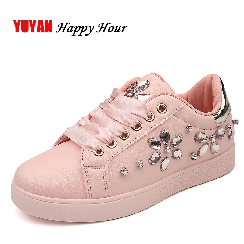

2020 Fashion Sneakers Women Flats Rhinestone Woman Casual Shoes Soft Women's Sneakers Ladies Brand Shoes Pink Black White ZH2656 #HI1x
