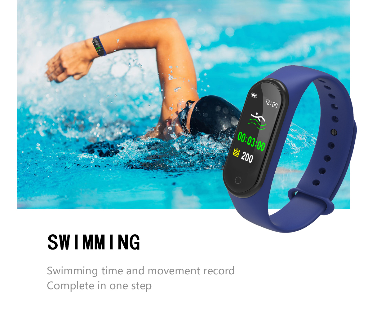 

Smart Wristband MSM004 Fitness Supplies Fitbit Bracelet with Step Counting Calorie Sleep Monitor Sport Wristband with 0.96 Color Touch Scree