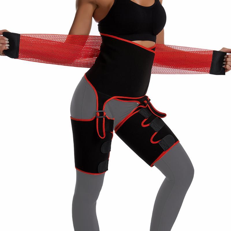

Thin & Sweaty High Elasticity 3 in 1 Fitness Hip Lift Shapewear Thigh Waist Belt Slimming Corset Band Postpartum Recovery, Black