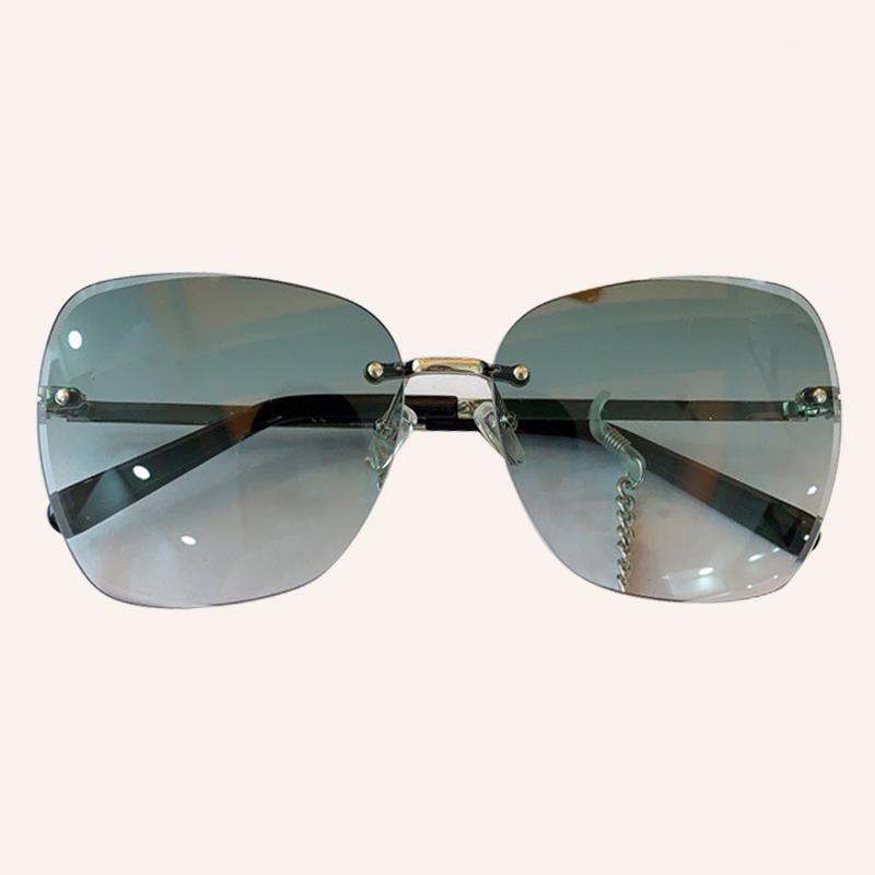 

Retro Rimless Sunglasses Women Men Fashion Brand Designer Square Sun Glasses With Chain For Female UV4001