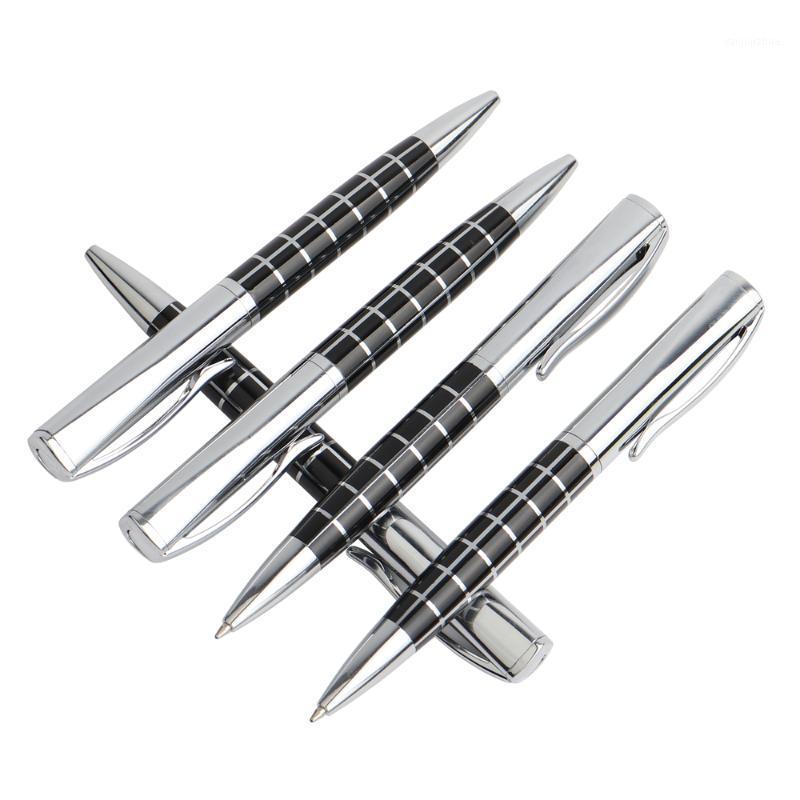 

1PCS Ballpoint Pen Rotating Type Metal Stainless Steel Ball Pens For School Office Bar Oil Commercial Stationery Gift Metal Pens1, Black with silver