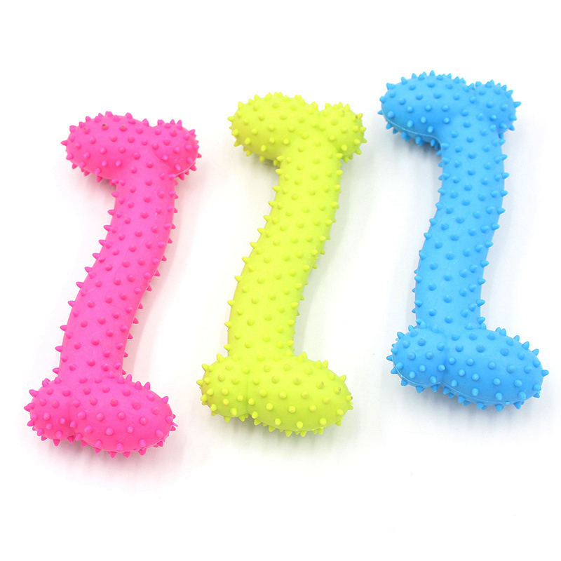 

Pet Toys Lovely Rubber Pet Dog Bone Bite Resistant Teeth Cleaning Chew Toy 3 Bright colors Fashion
