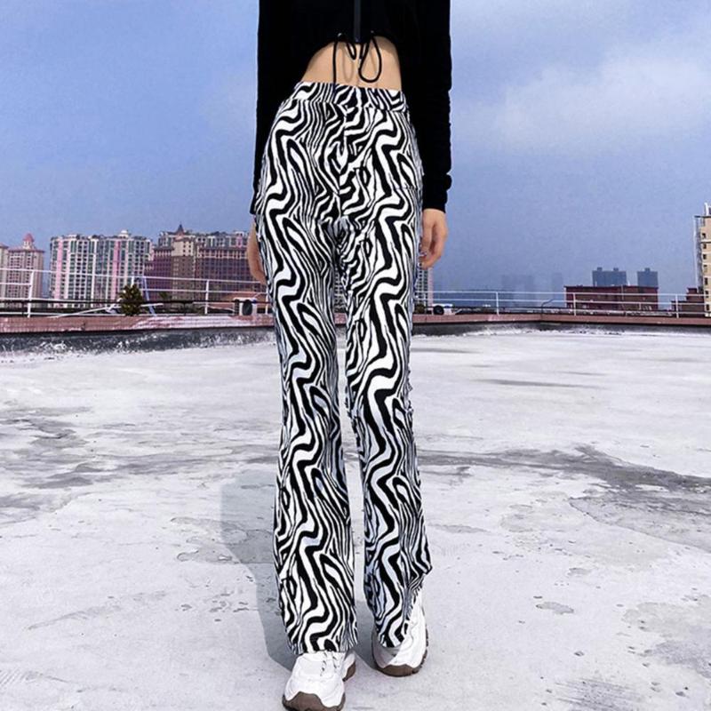 

Women's Pants & Capris Fashion Women Leopard Print Slim Elastic Zebra Stripes Skinny High Waist Loose Trouser For Leisure, Black;white