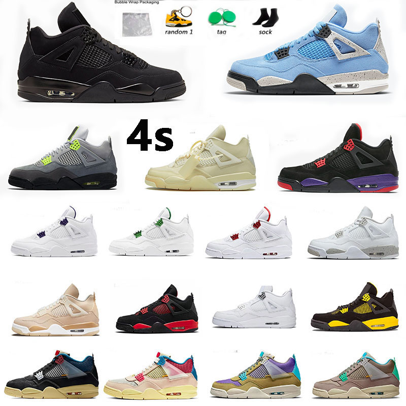 

4s 4 Basketball shoes University blue white oero shimmer Black Cat Lightning union noir Fire red bred Pure Money metallic purple green sneakers women trainers 36-47, Color#47
