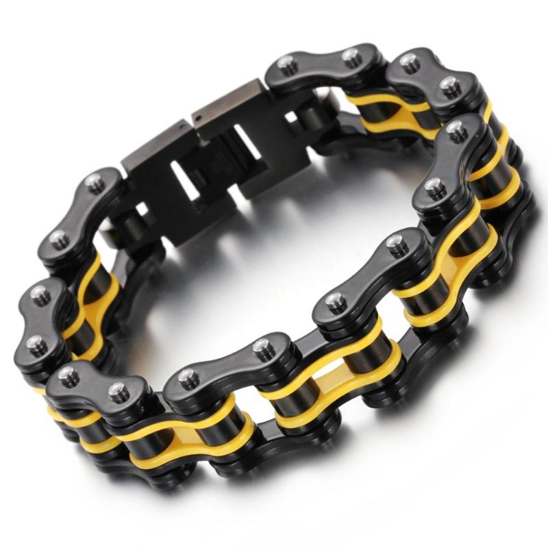 

Cool Men's 316L Stainless Steel Bracelet Bicycle Biker Chain Bracelet Bangle Jewelry 16mm*8.66inch