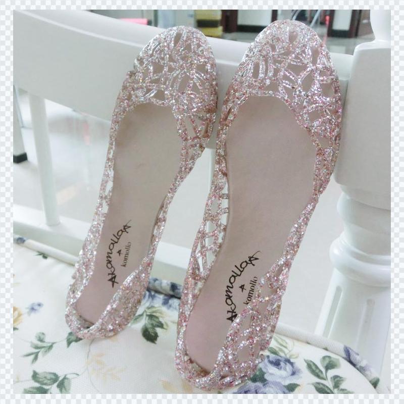 

Women Jelly Shoes Lady's Garden Shoes Beach Hollow Sandals Flats Summer Style Comfortable Bling Silver Black Size 36-40, Pink