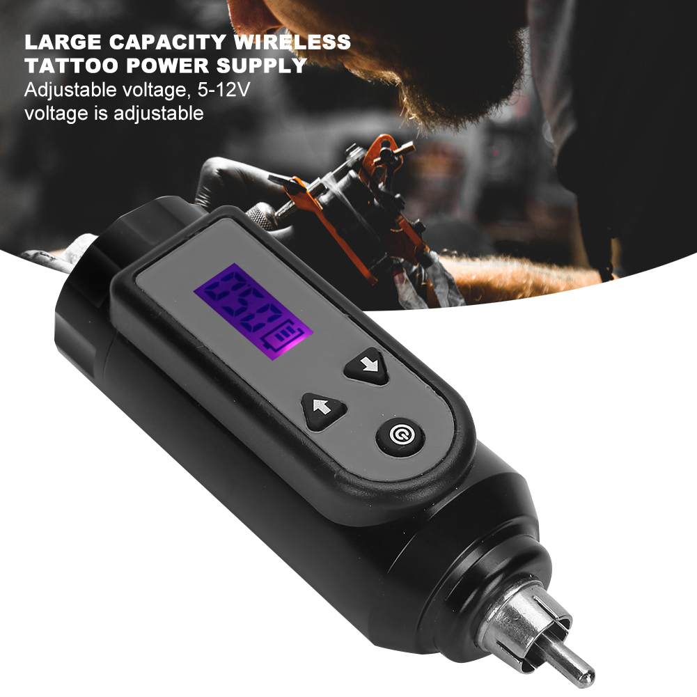 

Handy Wireless Tattoo Power Supply LCD Display Large Capacity Tattoo Machine Battery RCA DC Interface 8Hours Lasting Work