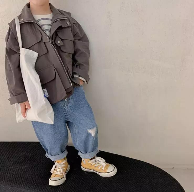 

2021 New Girls Boys 2 pcs Set Vest+Coat Spring Fashion Girls Suit Kids Clothes 1-6 Years, Dark grey