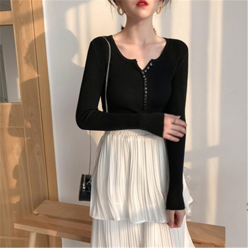 

Women's Sweaters 2022 Fashion Spring Autumn Winter O-Neck Sweater Pullovers Women Long Sleeve Female Korean Casual Jumper Tops PZ4045, White;black