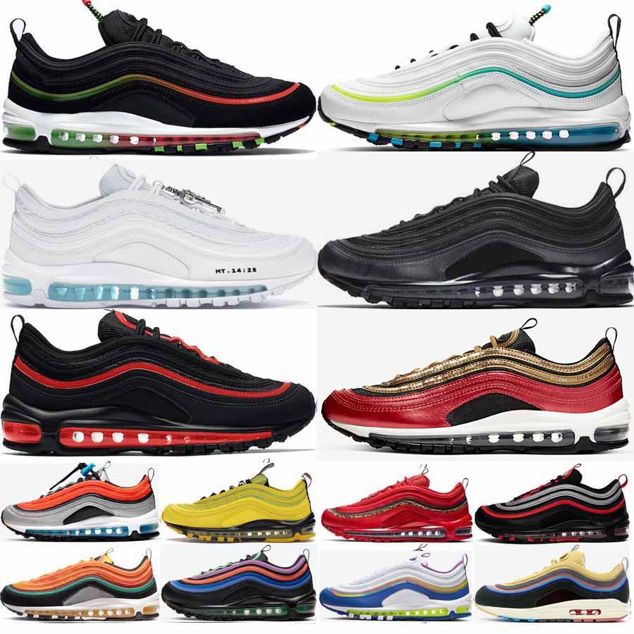 

Airs 2021 Black Bullet 97 Running Shoes USA Worldwide White Bred 97s Mens Women Sneakers Triple Maxes Sean Wotherspoon Sports Trainers