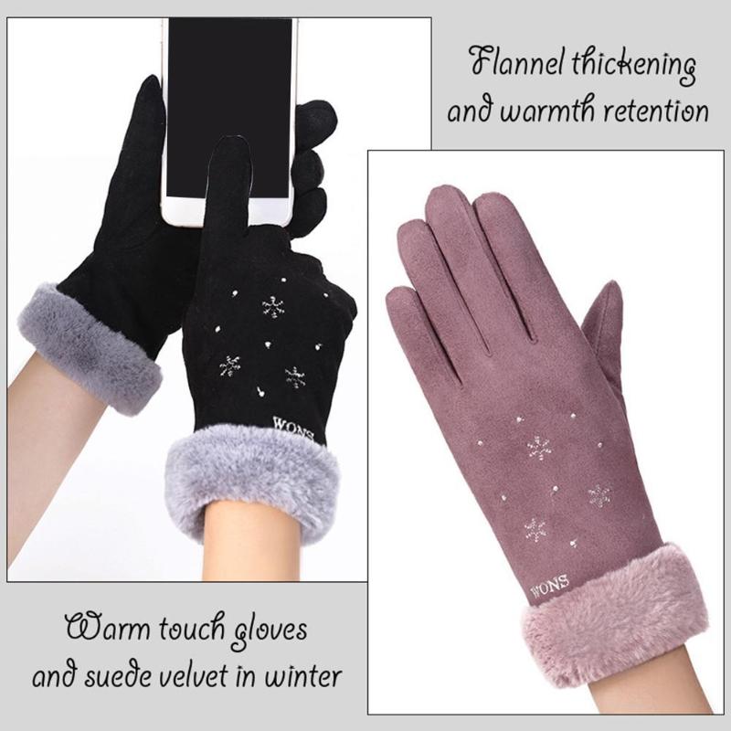 

Fashion Women Gloves Autumn Winter Cute Furry Warm Mitts Full Finger Mittens Women Outdoor Sport Female Gloves Screen