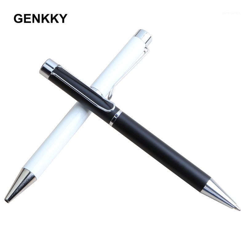 

GENKKY Metal Pen In Ballpoint Pen 0.7mm Blue Black Refills Ball Promotion Gift luxury for School Office Supplies1, White