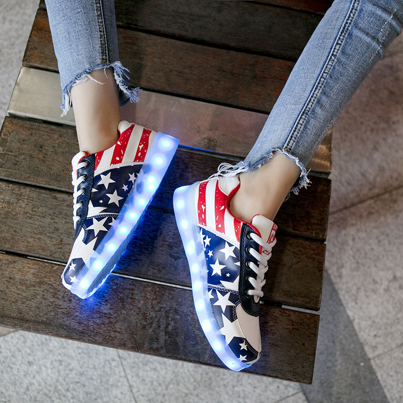 Children Size 27-42 for Glowing Sneakers Boys Girls Luminous Shoes Light up sole Kids Lighted Led Slippers with USB Charged, A81-black