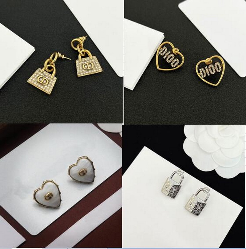 

luxurious jewelry stud earring micro inlays diamonds earring 18K gold plated love heart letter woman metal non-fading Celebrity earrings J03