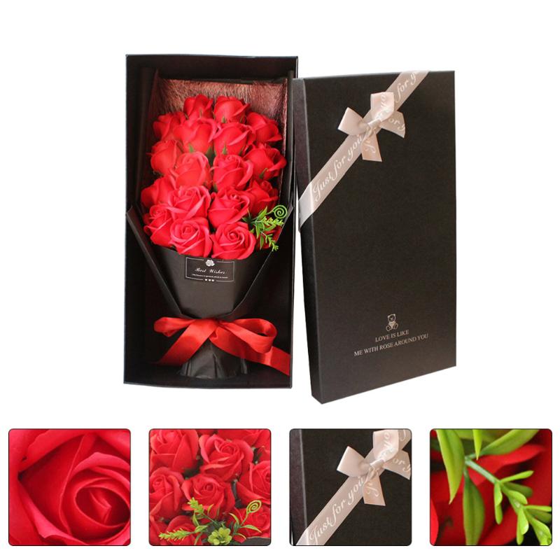 

1 Box of Soap Flowers Gifts Romantic Rose Soap Flowers Soaps Bouquet for Female, Red