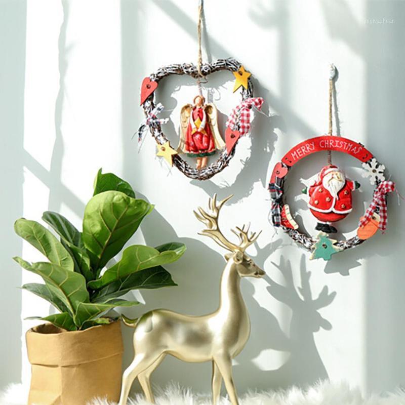 

Christmas Wreath Decoration Pendant Wooden Angel Old Snowman Ornament For Home Santa Clause Merry Christmas Party Decorations 401