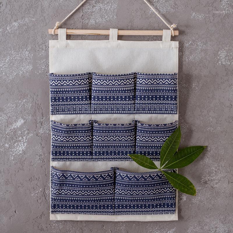 

Bohemian Organizador De Ropa Cotton and Linen Storage Hanging Bag Multi-layer Hanging Pocket Cloth Waterproof Wall Storage Bag1, 2 pockets