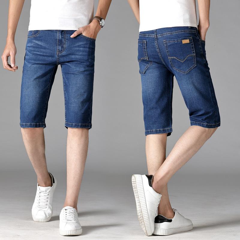 

Summer Middle-aged Business Jeans Pants Fashionable Men Middle Waist Straight Knee-Length Pants Men's, 04