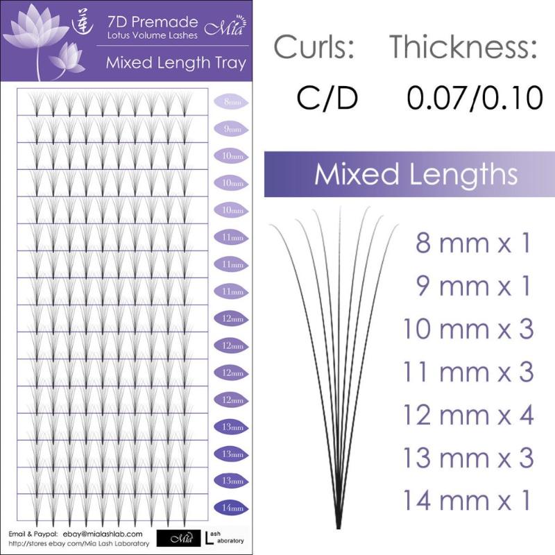 

10 7D C/D 8-15mm] Pre-made Volume Lash Fans Semi Permanent Individual Eyelash Extensions
