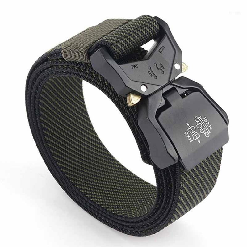 

Outdoor Tactical belt aluminum alloy lightweight outer belt Adjustable elastic weave Army Sports Accessories1, Black