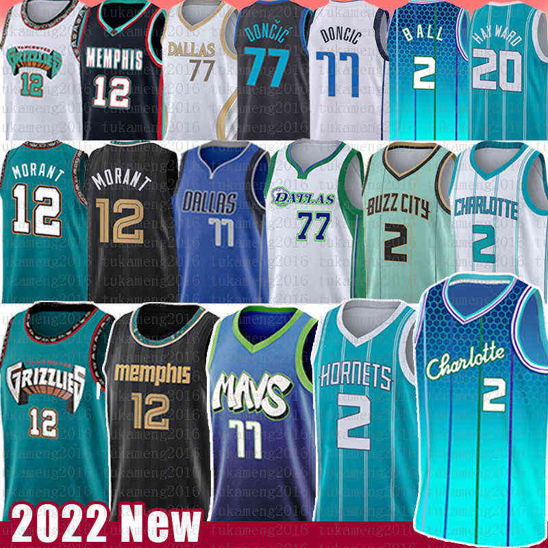 

Luka Ja 12 77 Morant LaMelo 2 Ball Doncic Basketball Jersey Gordon Hayward Mens Shirts Memphi Charlottes Grizzlie Hornet Jerseys, 2021 mens jersey