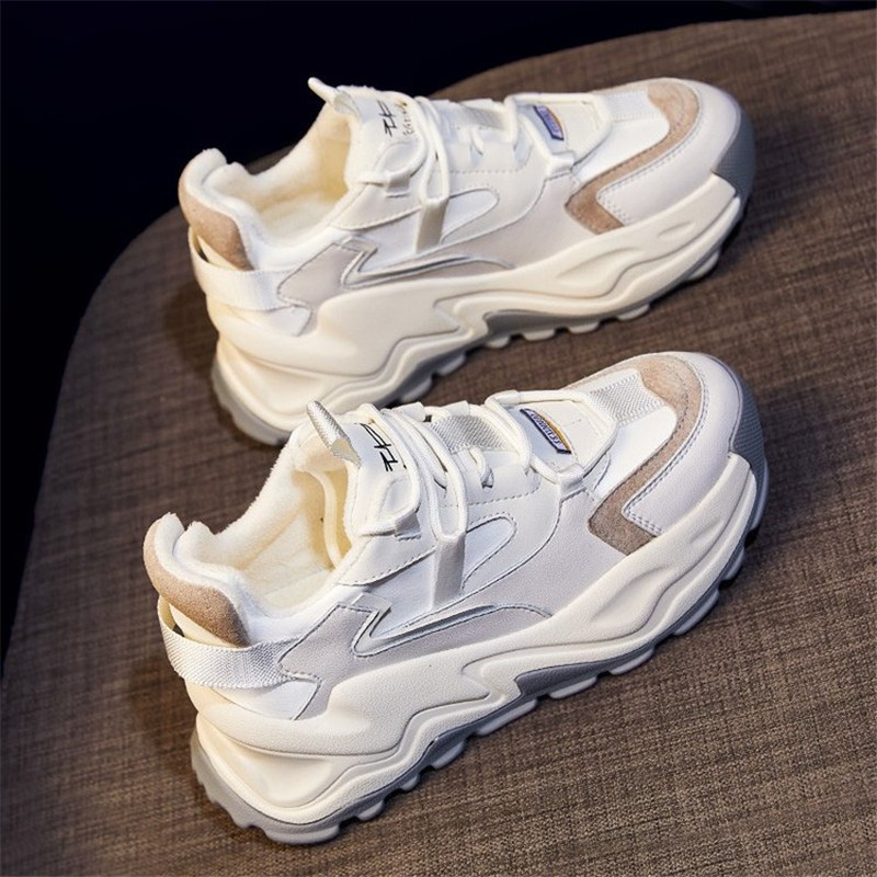 

2021 New Springtime Woman Comfortable Lace-up Light Chunky Sneakers Outdoors Beige Gray Sports Girl Casual Shoes FGQV