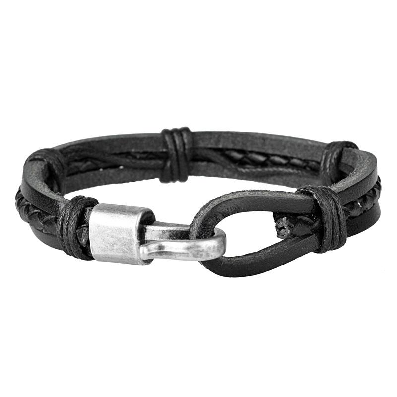 

Retro simple hook bracelet braided Genuine Leather Bracelets For man Punk style jewelry Charm Bangles Male Wrist Band Gifts