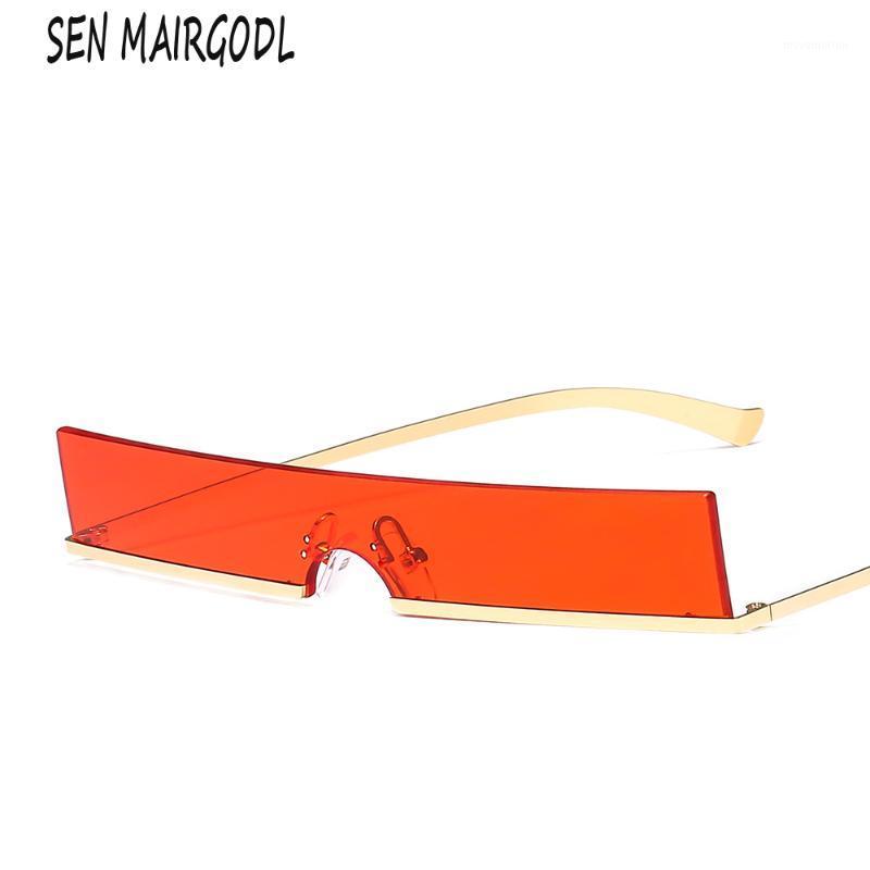 

Fashion Narrow side Super long Square sunglasses for men Half frame Travel Design All-match Sun glasses gold Retro glasses vasos1