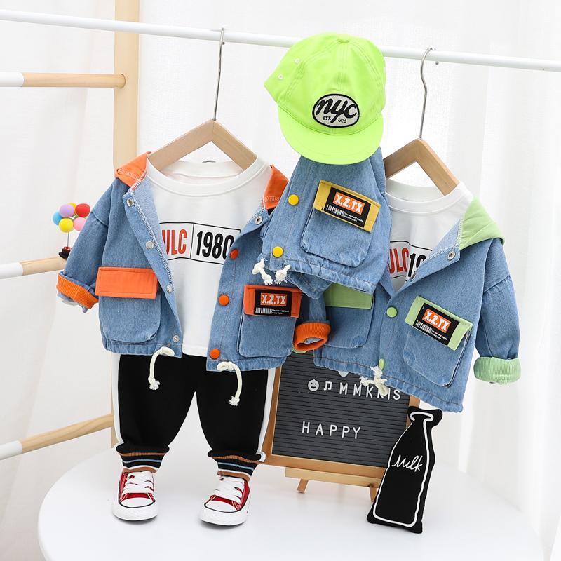 

HYLKIDHUOSE 2020 Autumn Infant Newborn Clothing Sets Baby Boys Clothes Denim Jacket T Shirt Pants Casual Children Kids Costume1, Green