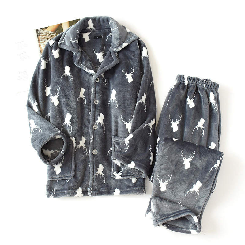 

Winter Keeping Christmas Pyjamas Warm Defines High-quality Men Thicken Flannel Long Casual Pajamas 2wx4, J.h. gray.