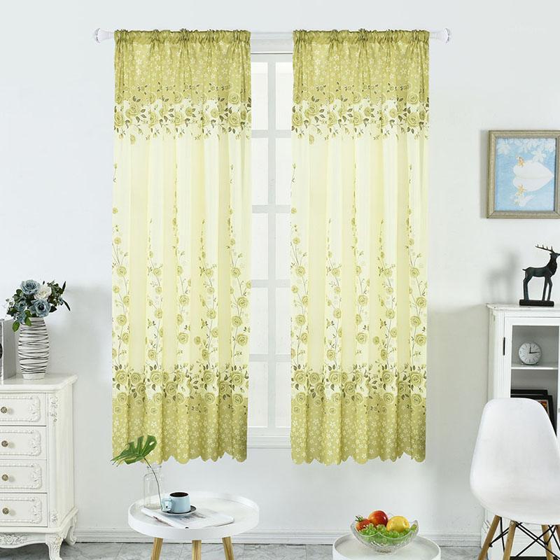 

Modern Window Floral Print Short Curtains For Living Room Bedroom Translucent Curtain Kitchen Rod Rocket Tulle Screening Drapes1, A01