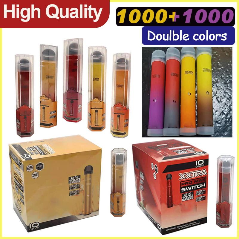 

Bang XXL Pro Max Switch Disposable Vape local 1000+1000 puffs Double Colors 6ml Pre-filled vapor portable cartridge Pods XTRA VS puff bar